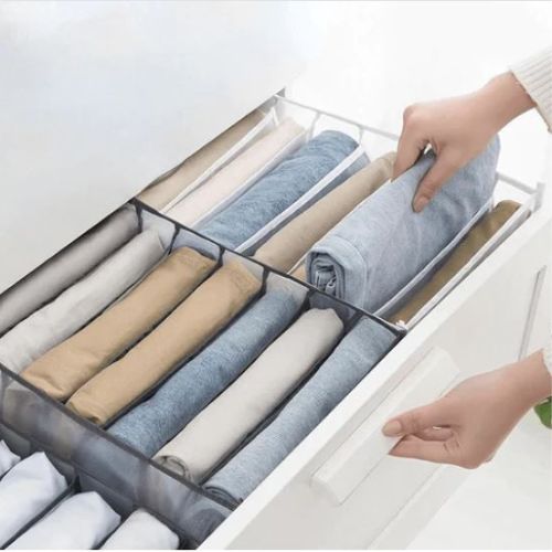 PACK OF 2- TRANSPARENT CLOTHES COMPARTMENT STORAGE ORGANIZER